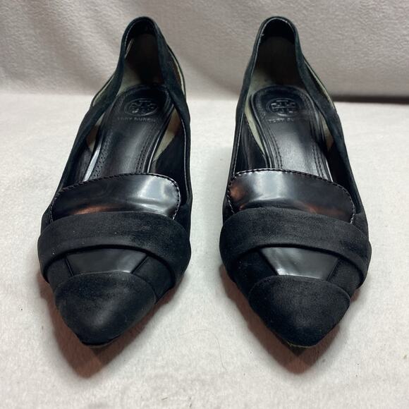 Tory Burch Black patent leather and suede kitten heels size 6 - Picture 2 of 8